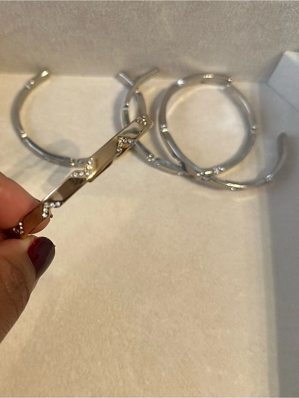 Anthropologie | Jewelry | Rose Gold And Silver Bracelet Cuff Stack ...